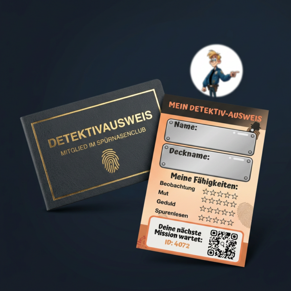 Detektivausweis Vorder- und Rückseite