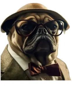 Verdächtiger: Mops mit Hut und Brille